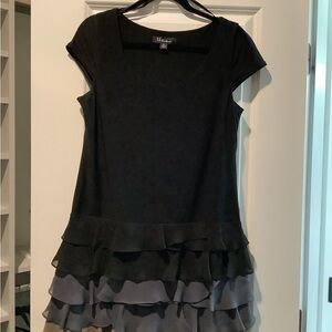 S.L. Fashions Elegant Black ruffled Dress